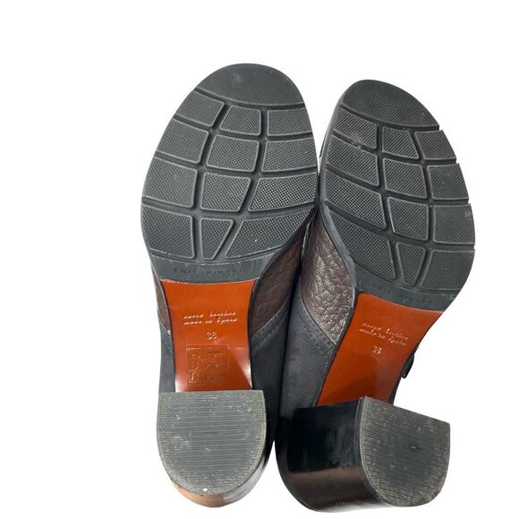 Chie Mihara block heel leather heels booties Size 38 black brown classy - Picture 8 of 11